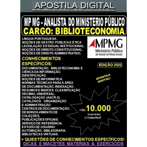 Apostila MP MG - ANALISTA do MINISTÉRIO PÚBLICO - BIBLIOTECONOMIA - Teoria + 10.000 Exercícios - Concurso 2022