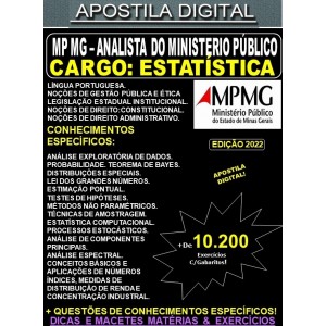 Apostila MP MG - ANALISTA do MINISTÉRIO PÚBLICO - ESTATÍSTICA - Teoria + 10.200 Exercícios - Concurso 2022