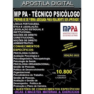 Apostila MP PA - TÉCNICO PSICÓLOGO - Teoria + 10.800 Exercícios - Concurso 2022
