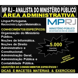 Apostila MP RJ - ANALISTA ADMINISTRATIVO - Teoria + 5.000 Exercícios -  Concurso 2019