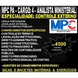 Apostila MPC PA - CARGO: 4 - Analista Ministerial - Especialidade: CONTROLE EXTERNO - Teoria + 4.500 Exercícios - Concurso 2019