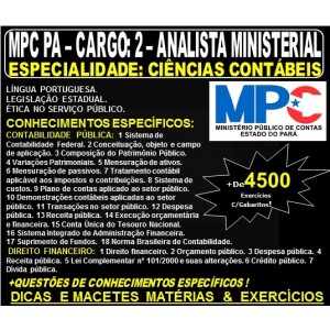 Apostila MPC PA - CARGO: 2 - Analista Ministerial - Especialidade: CIÊNCIAS CONTÁBEIS - Teoria + 4.500 Exercícios - Concurso 2019