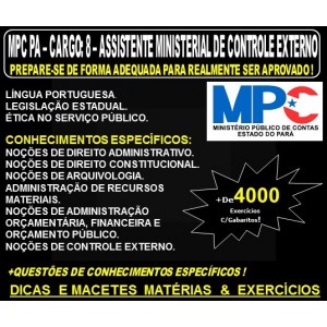 Apostila MPC PA - CARGO: 8 - ASSISTENTE MINISTERIAL de CONTROLE EXTERNO - Teoria + 4.000 Exercícios - Concurso 2019