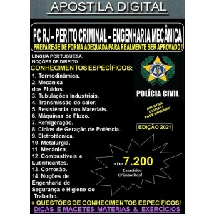 Apostila PC RJ - Perito Criminal - ENGENHARIA MECÂNICA - Teoria + 7.200 Exercícios - Concurso 2021