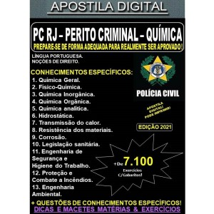 Apostila PC RJ - Perito Criminal - QUÍMICA  - Teoria + 7.100 Exercícios - Concurso 2021