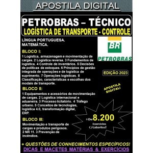 Apostila PETROBRAS - Técnico de Logística de Transportes Jr - CONTROLE - Teoria + 8.200 Exercícios - Concurso 2023-24