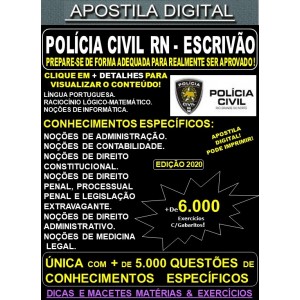 Apostila PC RN - ESCRIVÃO - Teoria + 6.000 Exercícios - Concurso 2021