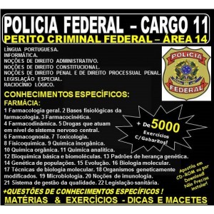 Apostila Polícia Federal - Cargo 11: PERITO CRIMINAL FEDERAL - ÁREA 14 - FARMÁCIA - Teoria + 5.000 Exercícios