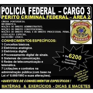 Apostila Polícia Federal - Cargo 3: PERITO CRIMINAL FEDERAL - ÁREA 2 - ENGENHARIA - Teoria + 6.200 Exercícios