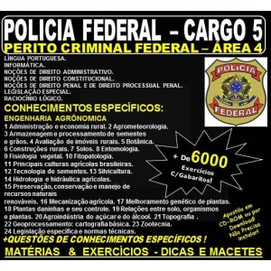 Apostila Polícia Federal - Cargo 5: PERITO CRIMINAL FEDERAL - ÁREA 4 - ENGENHARIA AGRONÔMICA - Teoria + 6.000 Exercícios