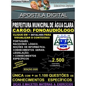 Apostila Prefeitura Municipal de Agua Clara MS - FONOAUDIÓLOGO - Teoria + 2.500 Exercícios - Concurso 2020