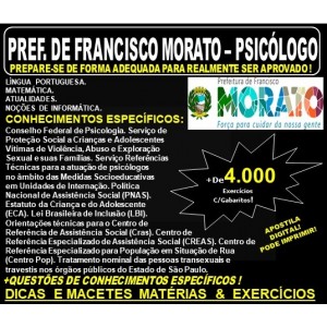 Apostila PREFEITURA DE FRANCISCO MORATO SP - PSICÓLOGO - Teoria + 4.000 Exercícios - Concurso 2019