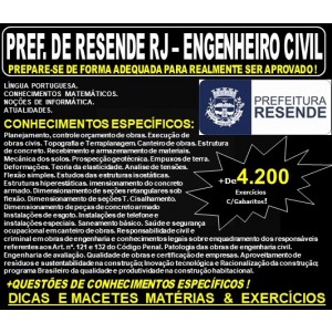 Apostila Prefeitura de Resende RJ - ENGENHEIRO CIVIL - Teoria + 4.200 Exercícios - Concurso 2019