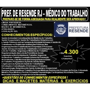 Apostila Prefeitura de Resende RJ - MÉDICO do TRABALHO - Teoria + 4.300 Exercícios - Concurso 2019