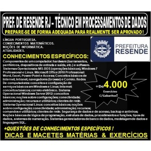 Apostila Prefeitura de Resende RJ - TÉCNICO de PROCESSAMENTO de DADOS - Teoria + 4.000 Exercícios - Concurso 2019