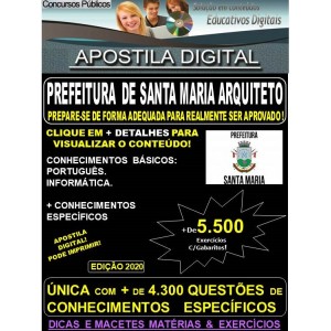 Apostila Prefeitura de SANTA MARIA  - ARQUITETO - Teoria + 5.500 exercícios - Concurso 2020