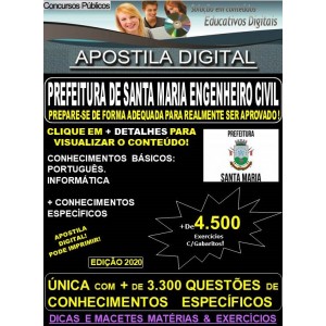 Apostila Prefeitura de SANTA MARIA  - ENGENHEIRO CIVIL - Teoria + 4.500 exercícios - Concurso 2020