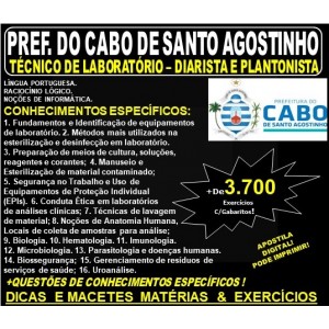 Apostila Prefeitura do Cabo de Santo Agostinho - TÉCNICO DE LABORATÓRIO - DIARISTA e PLANTONISTA - Teoria + 3.700 Exercícios - Concurso 2019