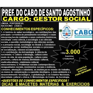 Apostila Prefeitura do Cabo de Santo Agostinho - GESTOR SOCIAL - Teoria + 3.000 Exercícios - Concurso 2019