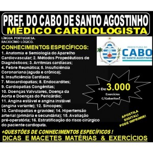 Apostila Prefeitura do Cabo de Santo Agostinho - MÉDICO CARDIOLOGISTA - Teoria + 3.000 Exercícios - Concurso 2019