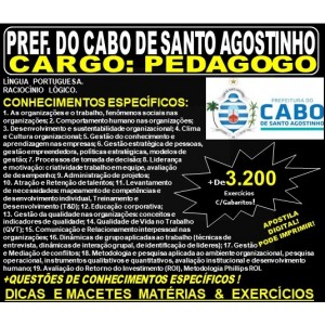 Apostila Prefeitura do Cabo de Santo Agostinho - PEDAGOGO - Teoria + 3.200 Exercícios - Concurso 2019