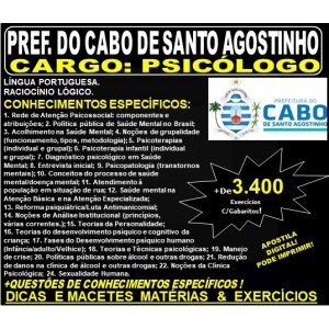 Apostila Prefeitura do Cabo de Santo Agostinho - PSICÓLOGO - Teoria + 3.400 Exercícios - Concurso 2019