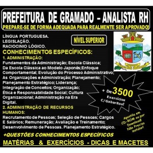 Apostila PREFEITURA DE GRAMADO - ANALISTA RH - Teoria + 3.500 Exercícios - Concurso 2018
