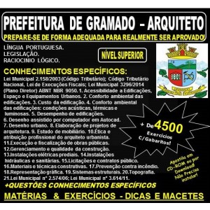 Apostila PREFEITURA DE GRAMADO - ARQUITETO - Teoria + 4.500 Exercícios - Concurso 2018