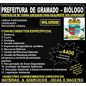 Apostila PREFEITURA DE GRAMADO - BIÓLOGO - Teoria + 4.400 Exercícios - Concurso 2018