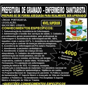 Apostila PREFEITURA DE GRAMADO - ENFERMEIRO SANITARISTA - Teoria + 4.000 Exercícios - Concurso 2018