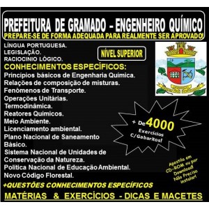Apostila PREFEITURA de GRAMADO - ENGENHEIRO QUÍMICO - Teoria + 4.000 Exercícios - Concurso 2018