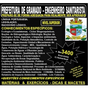 Apostila PREFEITURA de GRAMADO - ENGENHEIRO SANITARISTA - Teoria + 3.400 Exercícios - Concurso 2018