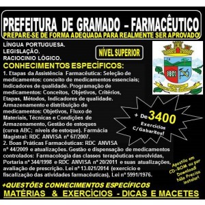 Apostila PREFEITURA de GRAMADO - FARMACÊUTICO - Teoria + 3.400 Exercícios - Concurso 2018