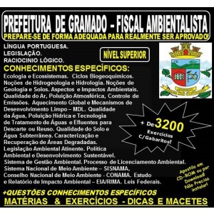 Apostila PREFEITURA de GRAMADO - FISCAL AMBIENTALISTA - Teoria + 3.200 Exercícios - Concurso 2018