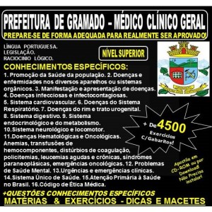 Apostila PREFEITURA DE GRAMADO - MÉDICO CLÍNICO GERAL - Teoria + 4.500 Exercícios - Concurso 2018