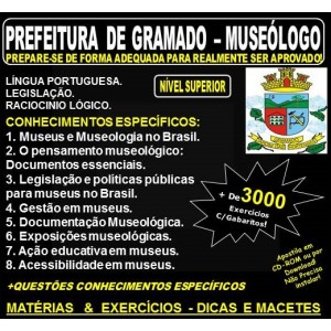 Apostila PREFEITURA de GRAMADO - MUSEÓLOGO - Teoria + 3.000 Exercícios - Concurso 2018