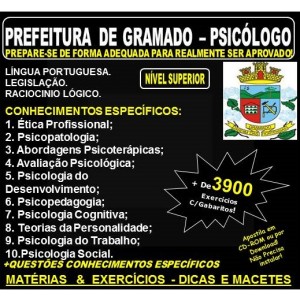 Apostila PREFEITURA de GRAMADO - PSICÓLOGO - Teoria + 3.900 Exercícios - Concurso 2018
