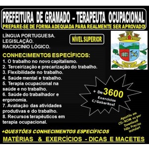 Apostila PREFEITURA de GRAMADO - TERAPEUTA OCUPACIONAL - Teoria + 3.600 Exercícios - Concurso 2018