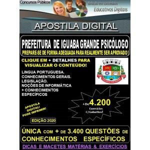 Apostila Prefeitura de Iguaba Grande RJ - PSICÓLOGO - Teoria + 4.200 exercícios - Concurso 2020