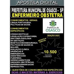 Apostila Prefeitura de OSASCO - ENFERMEIRO OBSTETRA -  Teoria + 10.500 Exercícios - Concurso 2023