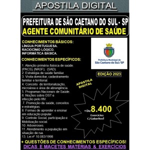 Apostila Pref São Caetano do Sul - AGENTE COMUNITÁRIO de SAÚDE - Teoria + 8.400 Exercícios - Concurso 2023