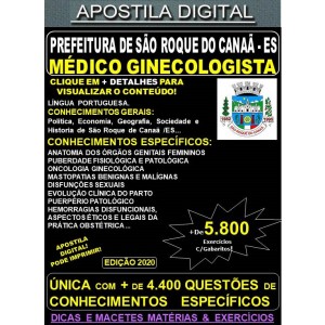 Apostila Prefeitura de São Roque do Canaã ES - MÉDICO GINECOLOGISTA - Teoria + 5.800 Exercícios - Concurso 2020