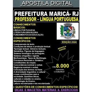 Apostila PREF. MARICÁ - PROFESSOR de LÍNGUA PORTUGUESA - Teoria + 8.000 Exercícios - Concurso 2024