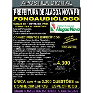 Apostila Prefeitura de ALAGOA NOVA PB - FONOAUDIÓLOGO - Teoria + 4.300 Exercícios - Concurso 2020