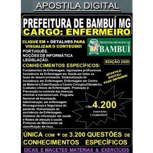 Apostila Prefeitura Municipal de Bambuí MG - ENFERMEIRO - Teoria + 4.200 Exercícios - Concurso 2020