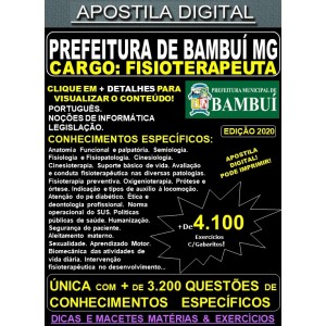 Apostila Prefeitura Municipal de Bambuí MG - FISIOTERAPEUTA - Teoria + 4.100 Exercícios - Concurso 2020
