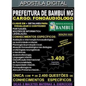 Apostila Prefeitura Municipal de Bambuí MG - FONOAUDIÓLOGO - Teoria + 3.400 Exercícios - Concurso 2020
