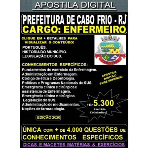 Apostila Prefeitura de CABO FRIO RJ - ENFERMEIRO  - Teoria + 5.300 Exercícios - Concurso 2020