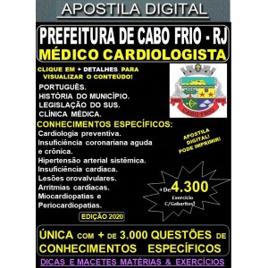 Apostila Prefeitura de CABO FRIO RJ - MÉDICO CARDIOLOGISTA  - Teoria + 4.300 Exercícios - Concurso 2020