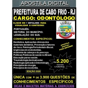 Apostila Prefeitura de CABO FRIO RJ - ODONTÓLOGO  - Teoria + 5.200 Exercícios - Concurso 2020